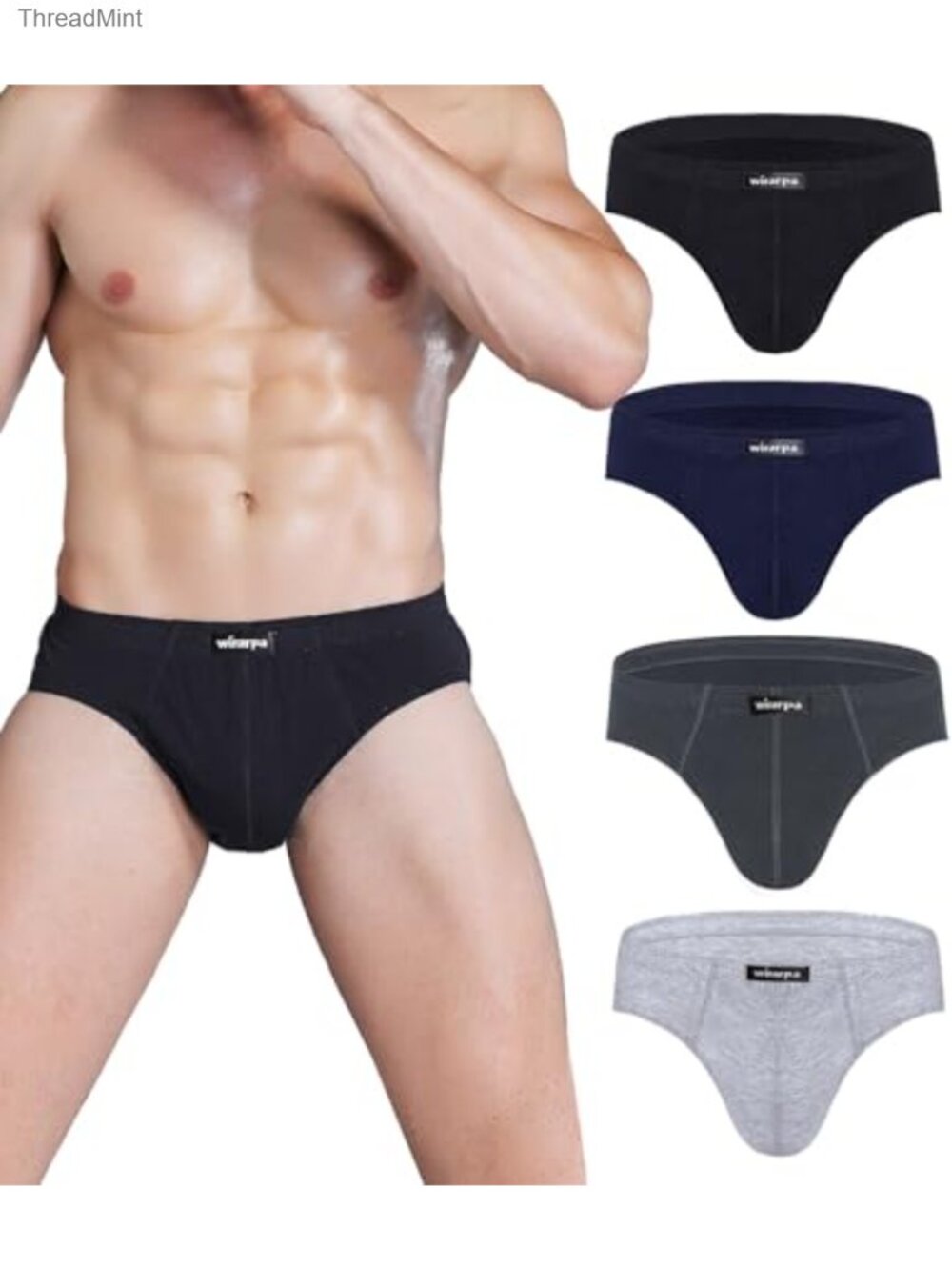 Men's 100% Cotton Underwear Briefs No Fly Covered Waistband Low Rise